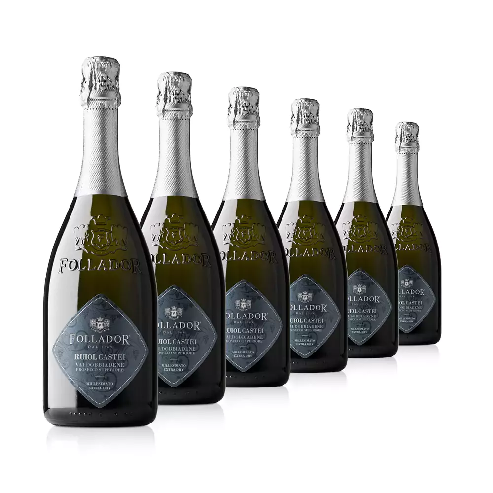 Follador Prosecco Valdobbiadene DOCG Extra Dry Millesimato Ruiol Castei 6 szt pakiet