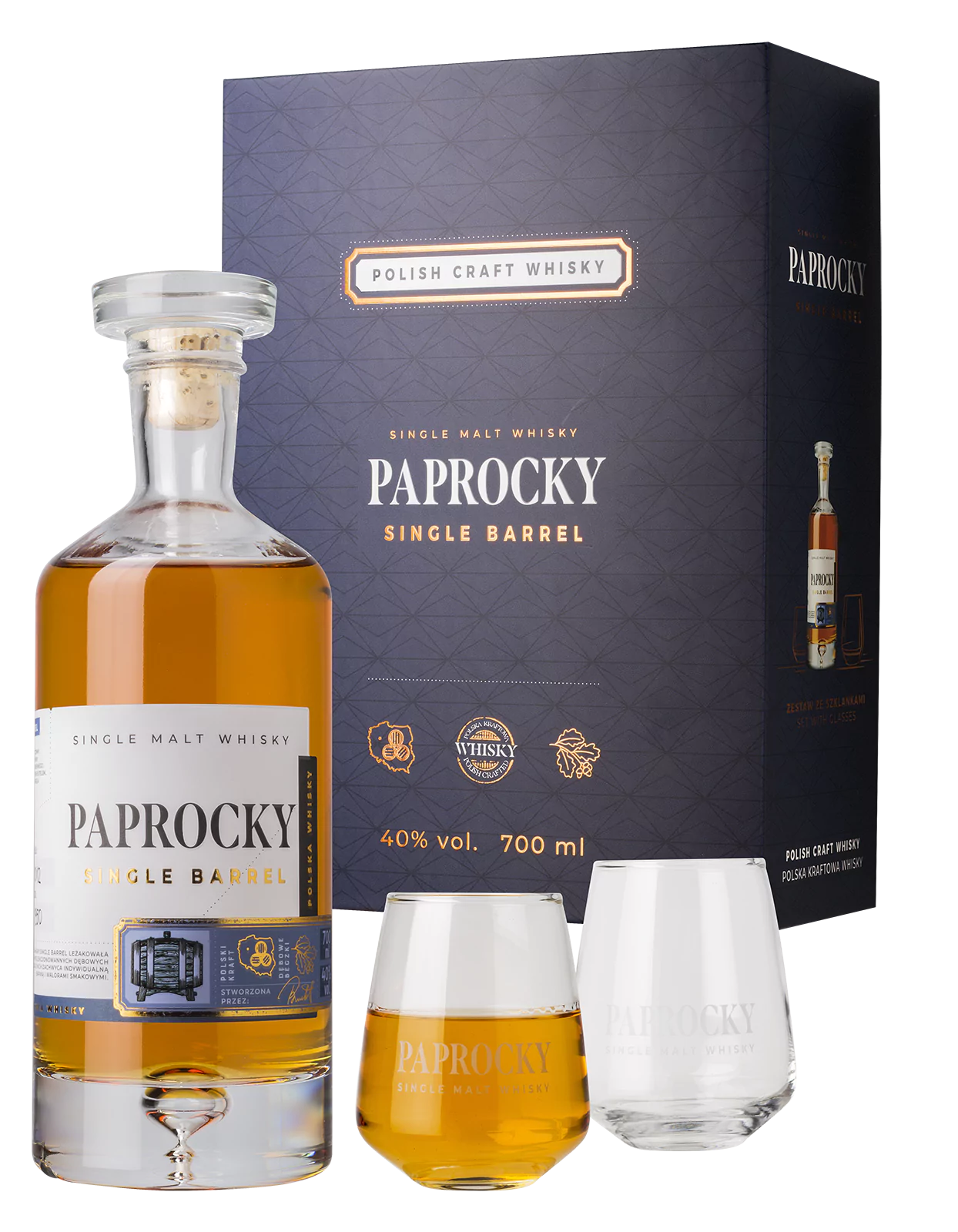 PAPROCKY PAPROCKY SINGLE BARREL ze szklankami